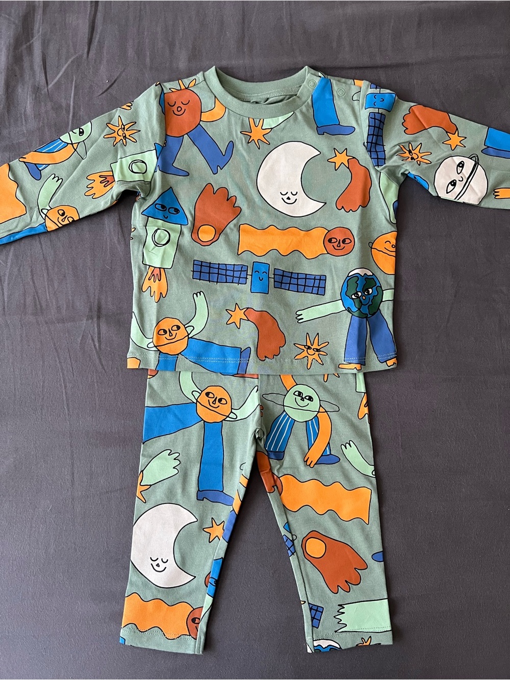 Stella McCartney Kids Green Space-Print Long Sleeve Set
